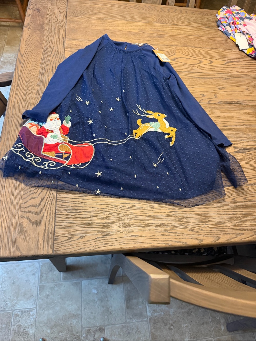 Brand new This is a Mini Boden College Navy Sleigh Jersey Tulle Applique Dress